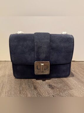 Gorgeous Kate Spade Phoebe Blazer Blue Suede Turnlock Mini Flap Crossbody- NWT
